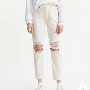 Levi’s 501 original cropped jeans white distressed